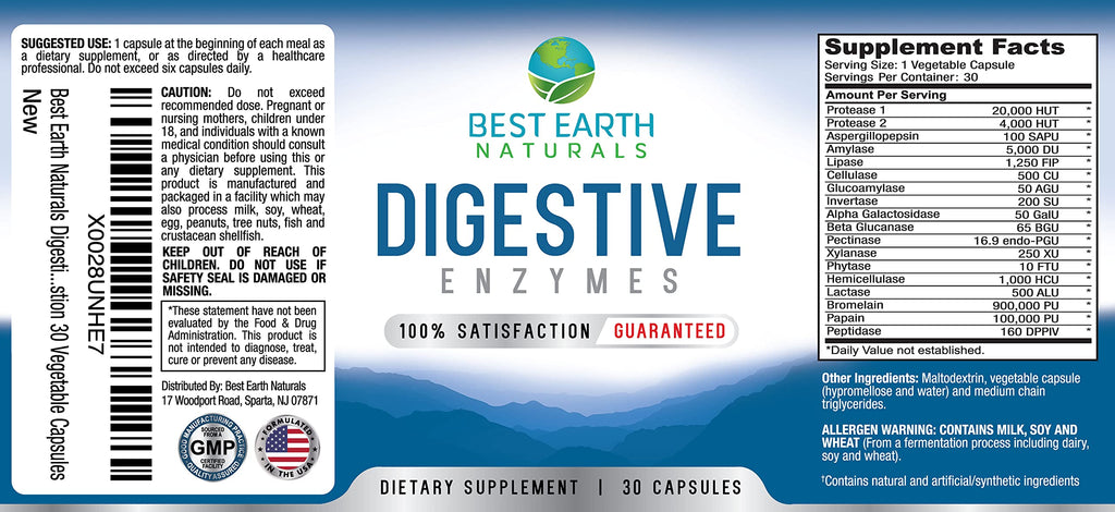 Best Earth Naturals Digestive Enzymes Maximum Strength - 30 Vegetable Capsules - image 3