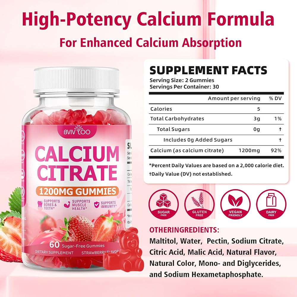 BVIVLOO High Absorption Calcium Citrate Gummies