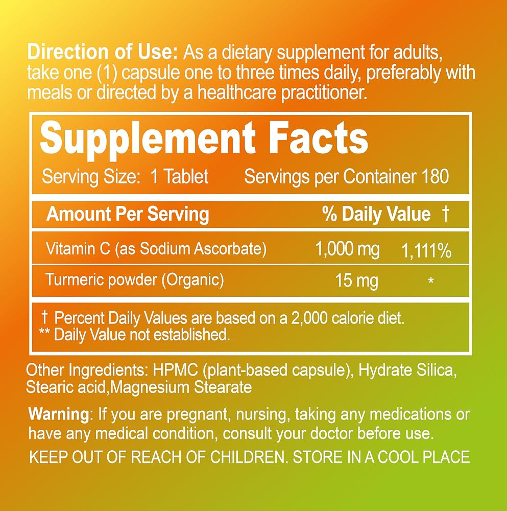 NATURION Buffered Vitamin C 1000 mg with Organic Turmeric