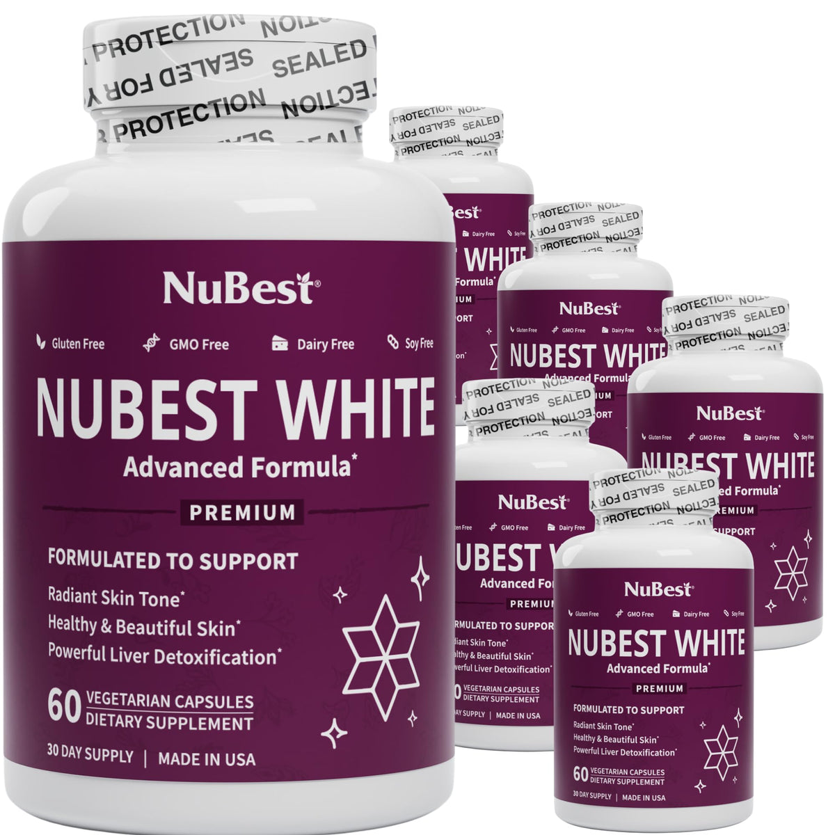 NuBest White Glutathione 400mg Skin Brightening Supplement - 360 Capsules