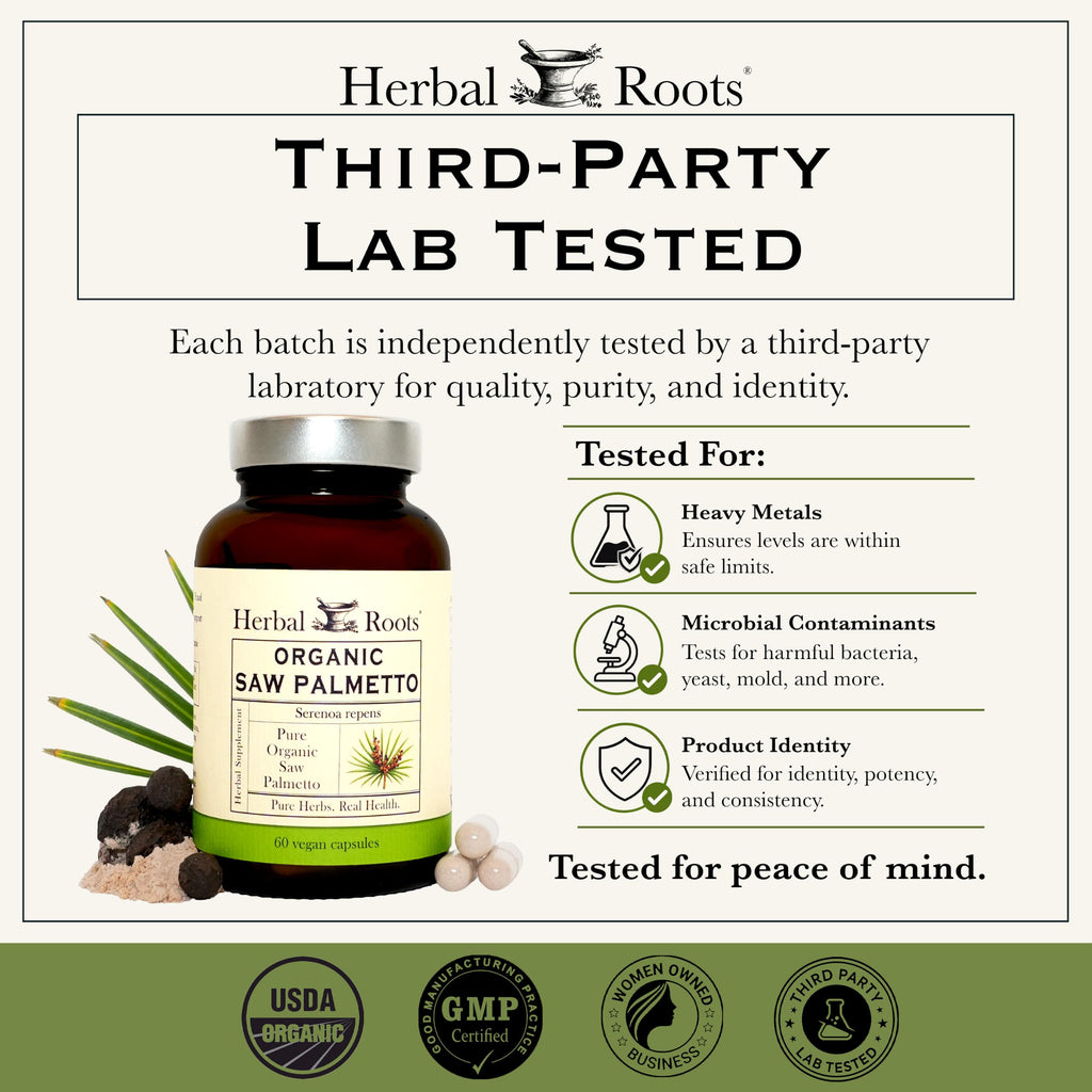 Herbal Roots Organic Saw Palmetto Supplement - 60 Vegan Capsules - image 4