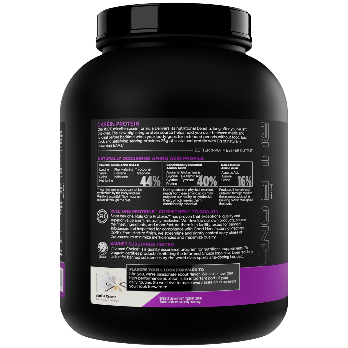 Rule 1 Casein Protein - 25g Protein and 11g EAAs Per Serving from