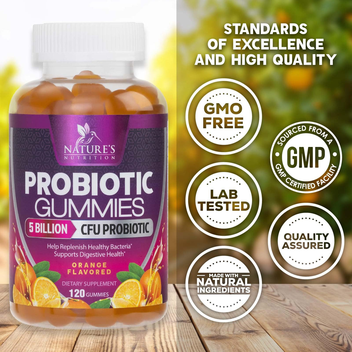 Nature's Nutrition Probiotics for Digestive Health Gummies - 6 Unique