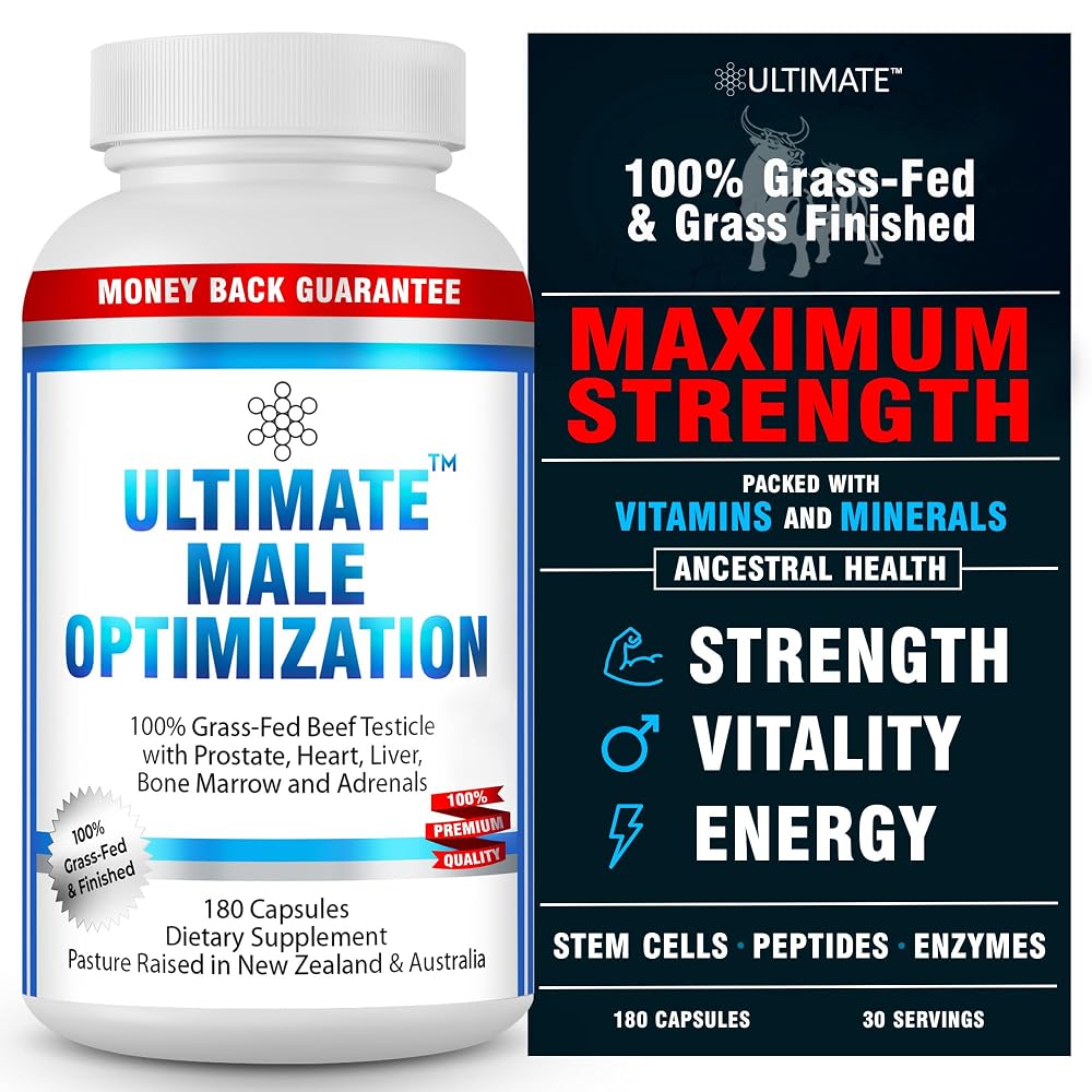 Ultimate Male Optimization Grass Fed Beef Organ Supplement - 180 Capsules