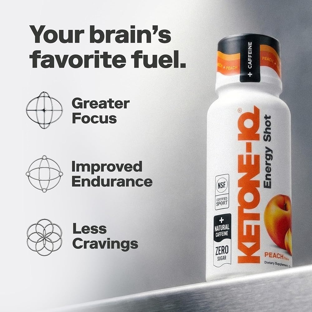 Ketone-IQ Caffeine Ketone Shots for Focus, Clean Energy, Endurance