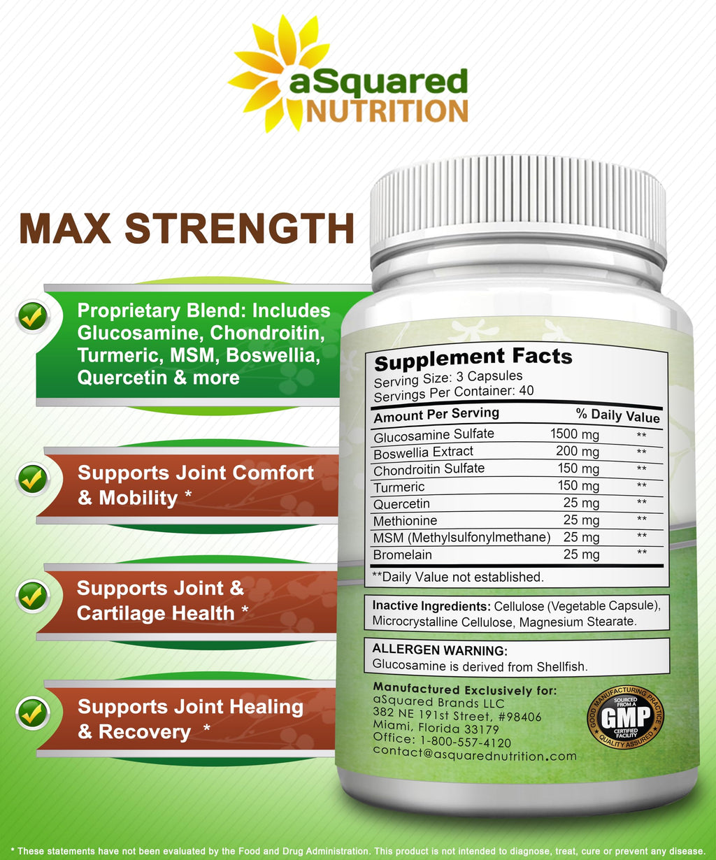 aSquared Nutrition Glucosamine Chondroitin MSM Boswellia Joint Support - image 6