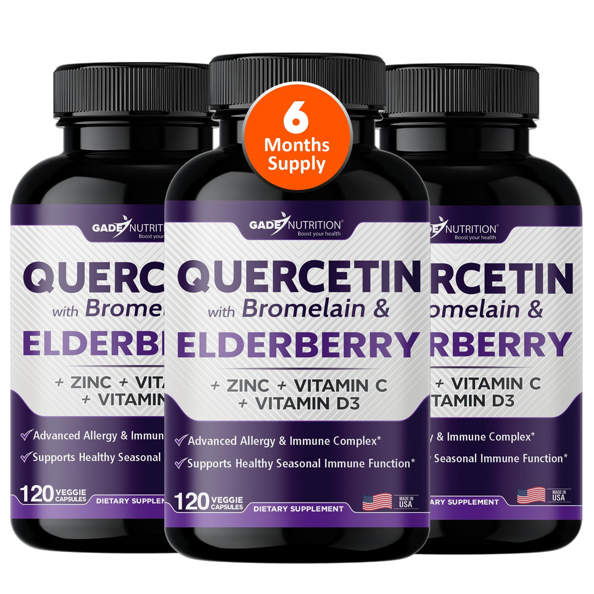 Gade Nutrition Quercetin with Bromelain & Elderberry