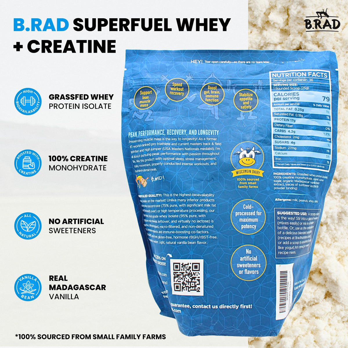 B.rad Superfuel - Grass Fed Whey Protein Isolate Boosted with Creatine