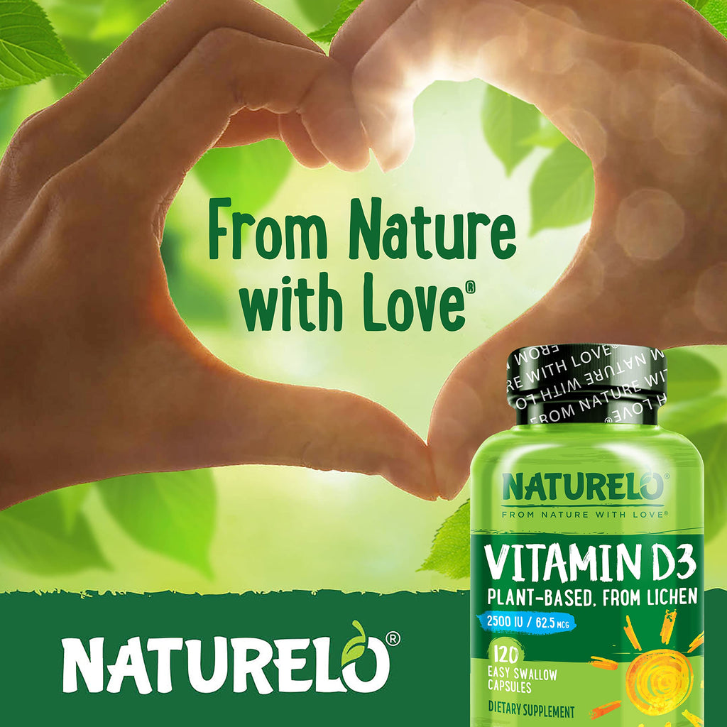Naturelo Unflavored vitamin D3 Capsules bottle bone