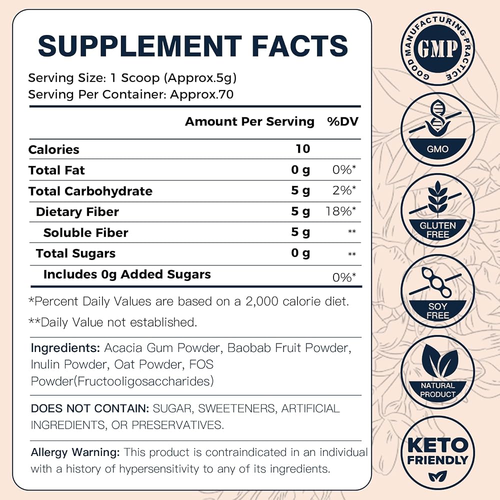 DRFOSTER Soluble Fiber Supplement Powder Unflavored - 70 Servings - image 6