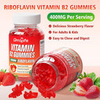 GrnLife Vitamin B2 Gummies, Riboflavin 400mg with Magnesium for Kids