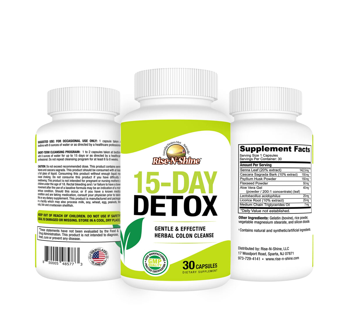Rise-N-Shine 15 Day Detox Cleanse Gut Health Support - 30 Capsules - image 2