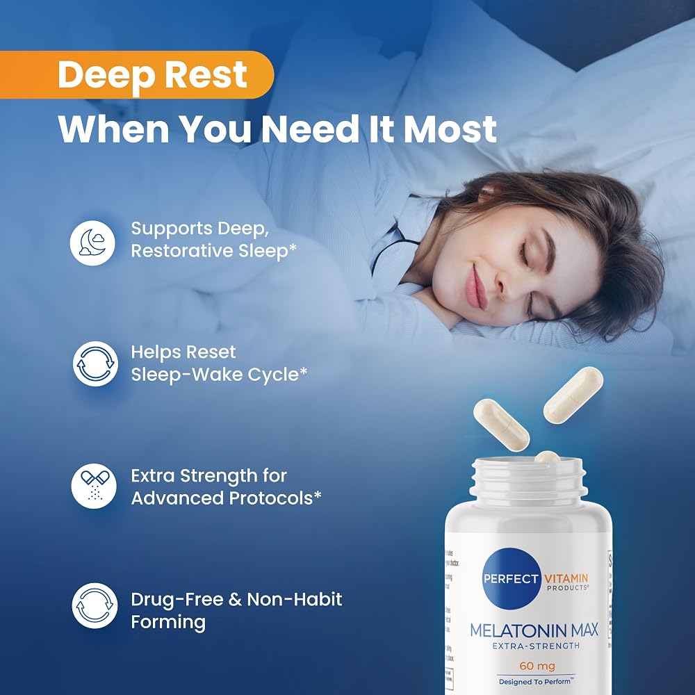 Perfect Vitamin Products Melatonin 60mg Sleep Aid - 60 Capsules - image 2