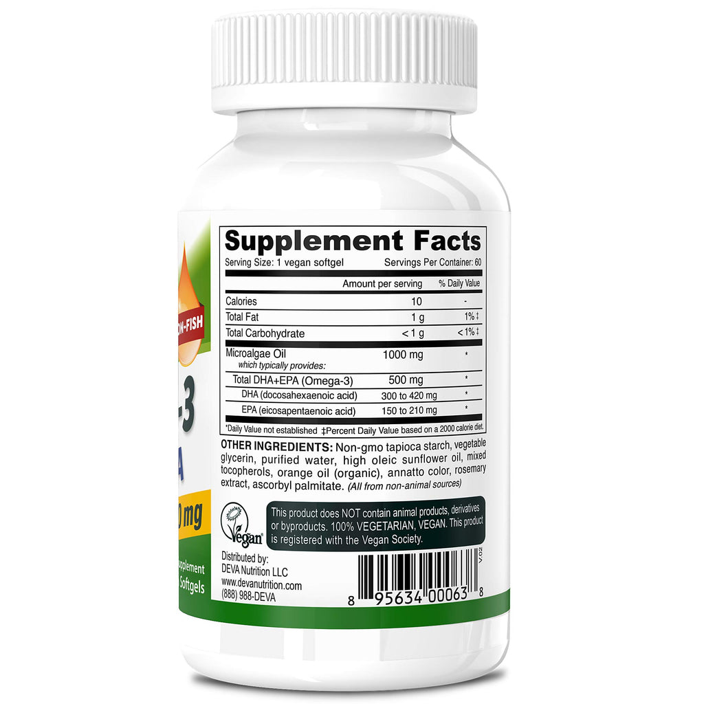 DEVA Vegan Omega-3 DHA-EPA 500mg - 60 Softgels - image 2