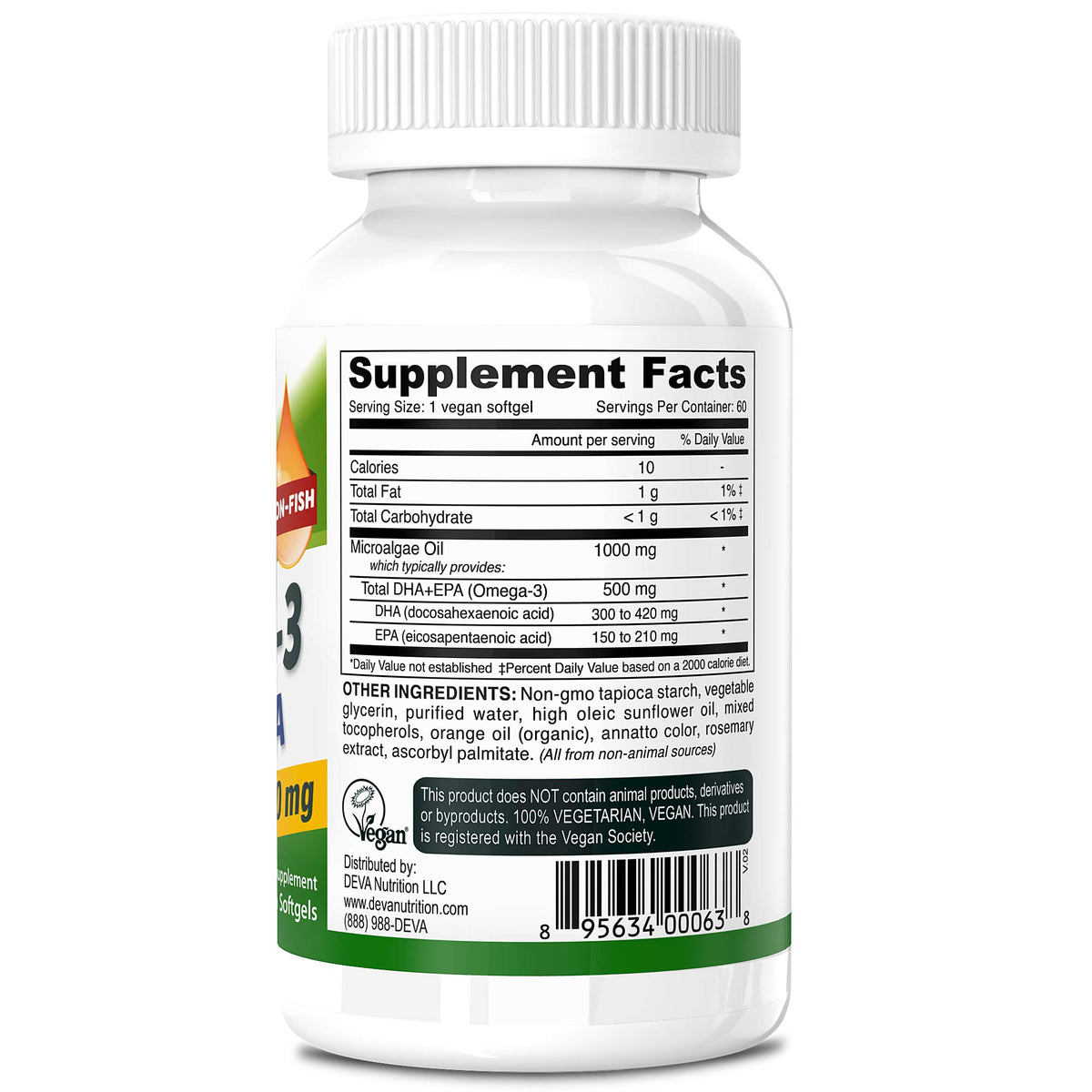 DEVA Vegan Omega-3 DHA-EPA 500mg - 60 Softgels - image 2