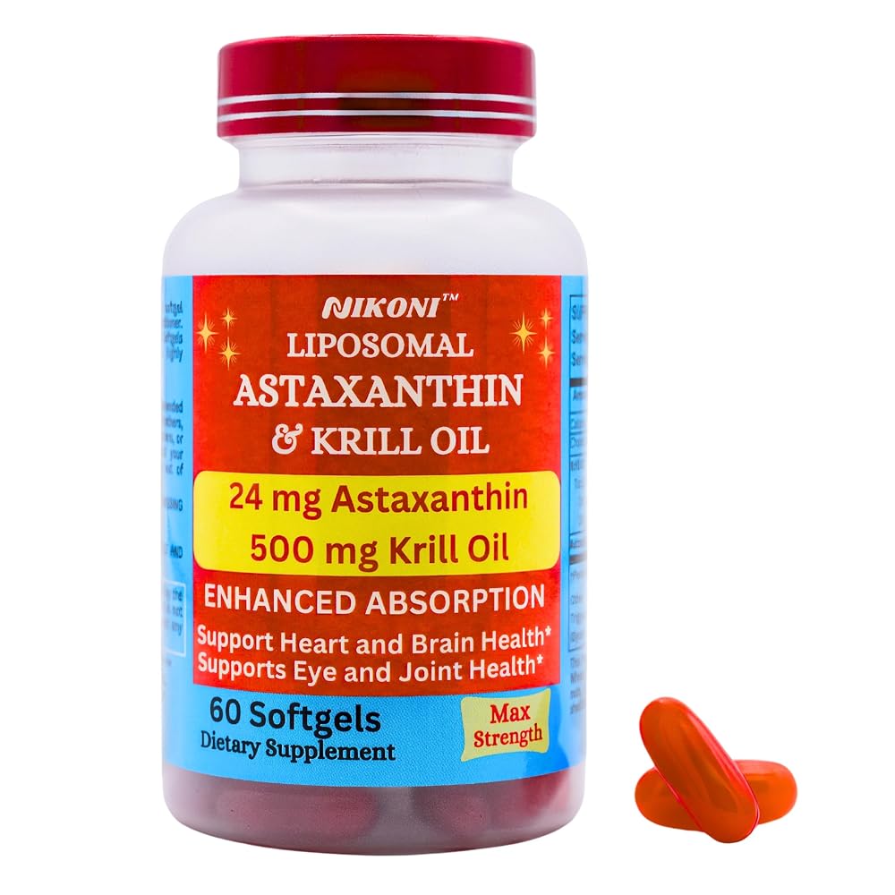 Nikoni Liposomal Astaxanthin 24mg with Kril Oil 500mg Supplement