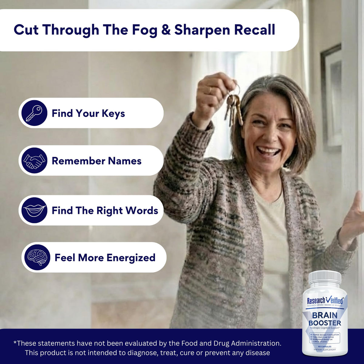 Research Verified Brain Booster - Brain Supplement for Memory