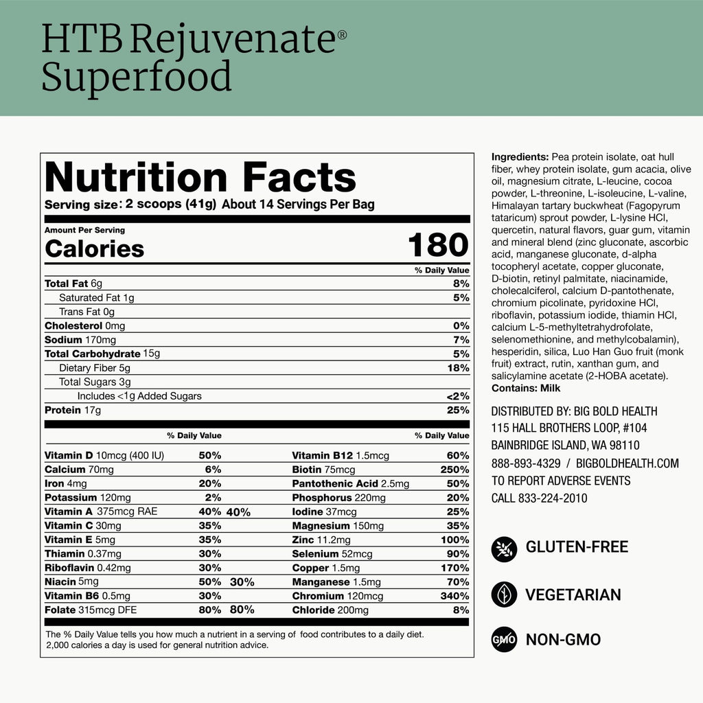 BIG BOLD HEALTH HTB Rejuvenate Plant-Based Protein Powder - 14 Servings - image 5
