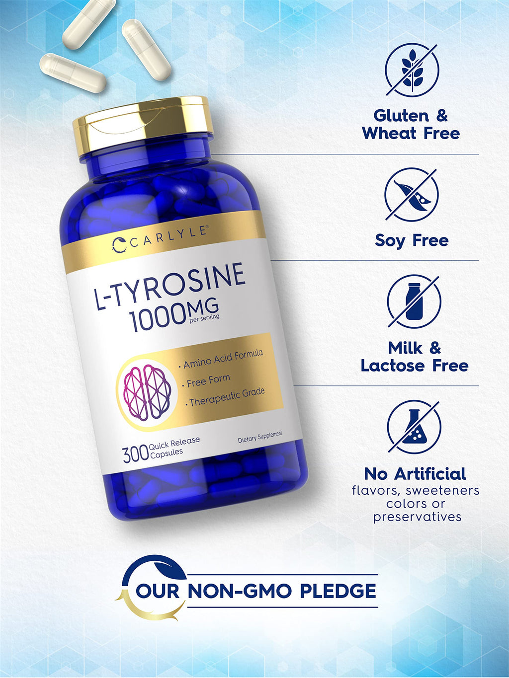 Carlyle L-Tyrosine 1000mg - 300 Capsules - image 4