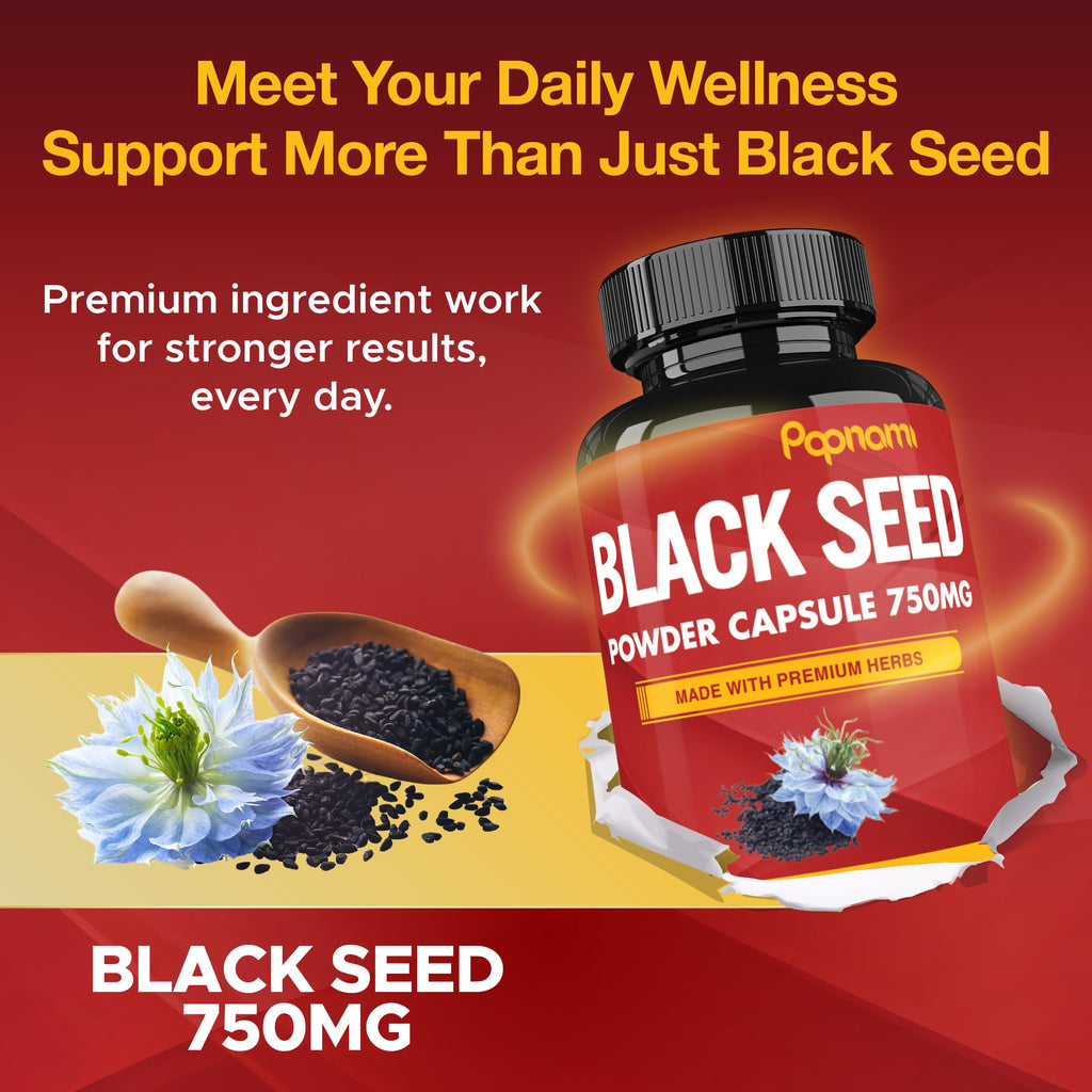 Papnami Black Seed Powder Capsules 750mg - 90 Count - image 6