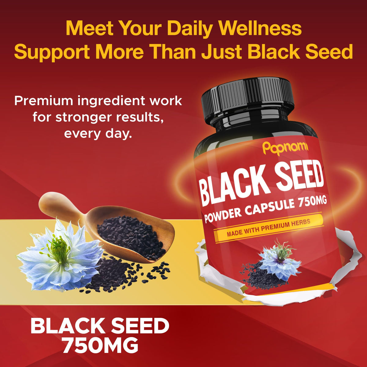 Papnami Black Seed Powder Capsules 750mg - 90 Count - image 6