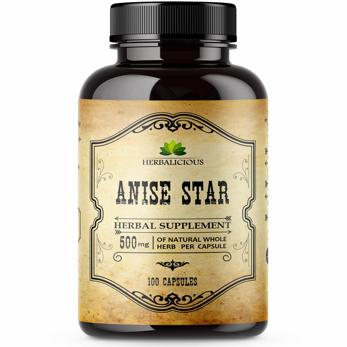HERBALICIOUS Star Anise Supplement Organic 1000mg - 100 Capsules