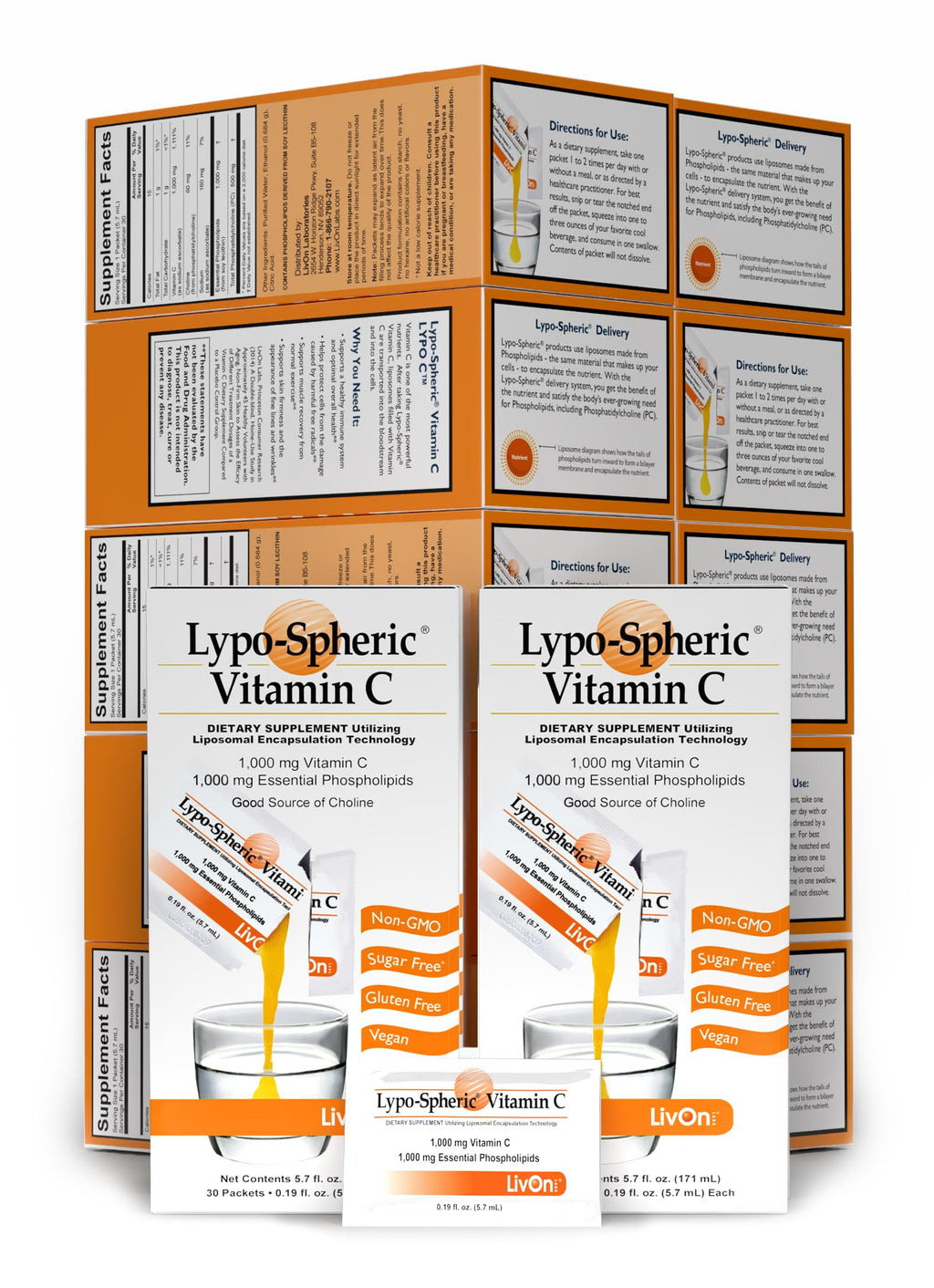 LivOn Laboratories Lypo-Spheric Vitamin C 1000 mg - 360 Packets