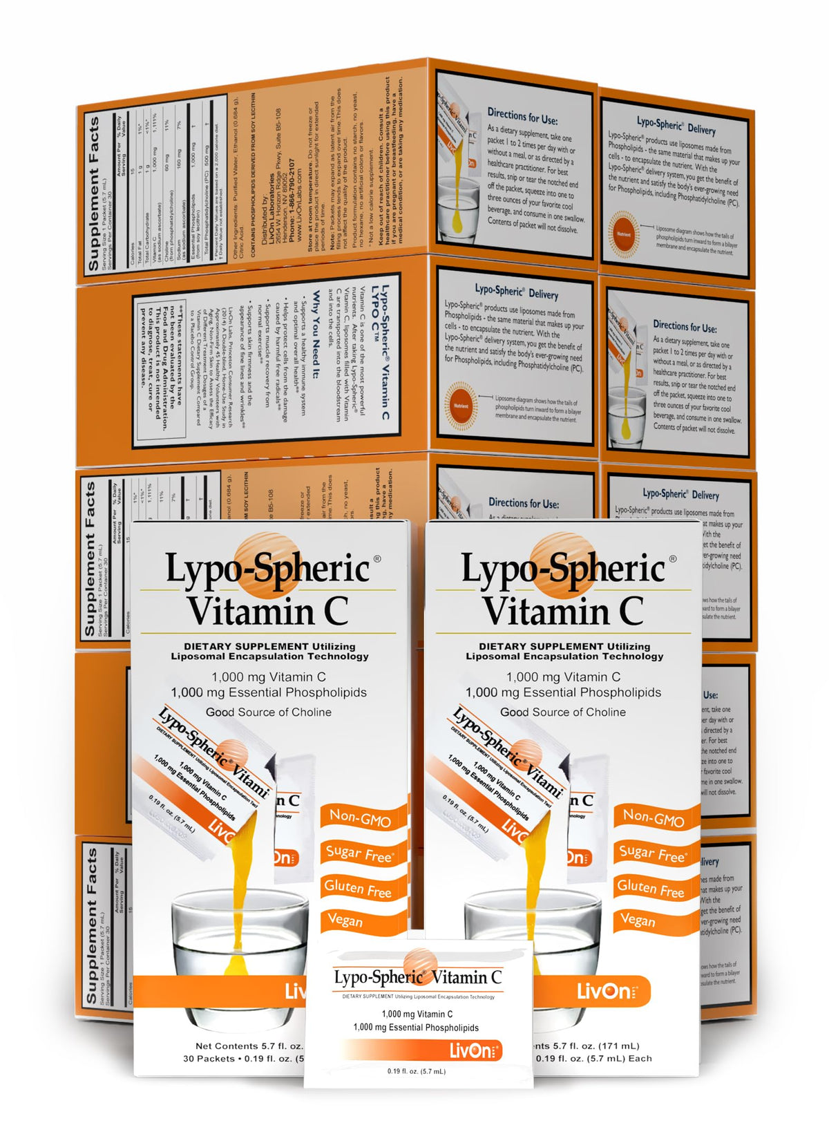 LivOn Laboratories Lypo-Spheric Vitamin C 1000 mg - 360 Packets