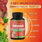 Organic Cadane Forskolin Supplement with Turmeric & Green Tea - 120 Capsules - image 5