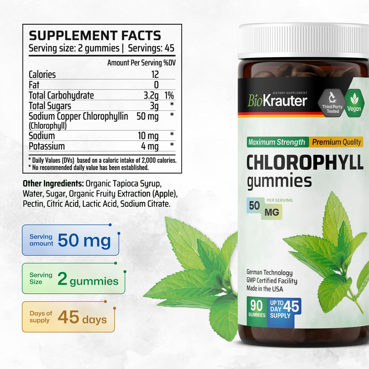BIO KRAUTER Chlorophyll Gummies for Body Odor & Detox Support - image 3
