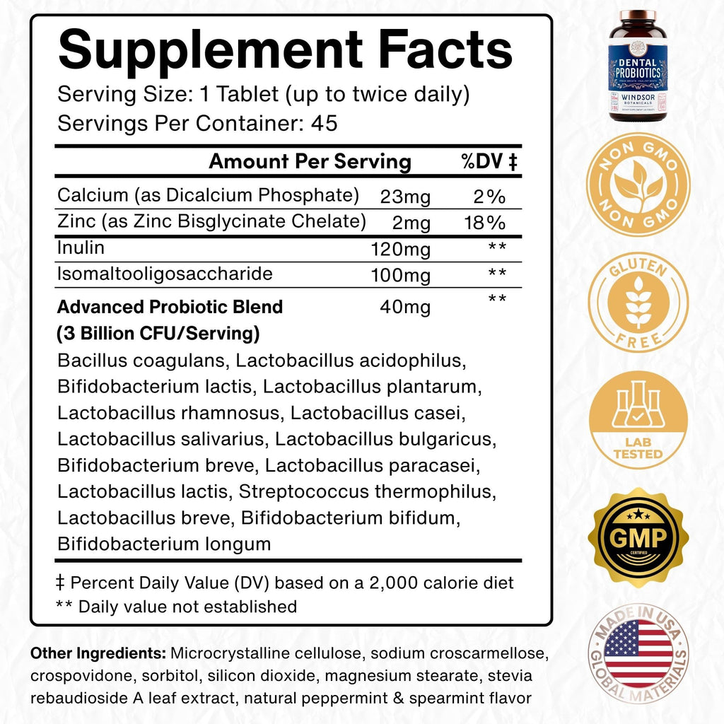 WINDSOR BOTANICALS Oral Probiotics for Teeth and Gums Variation