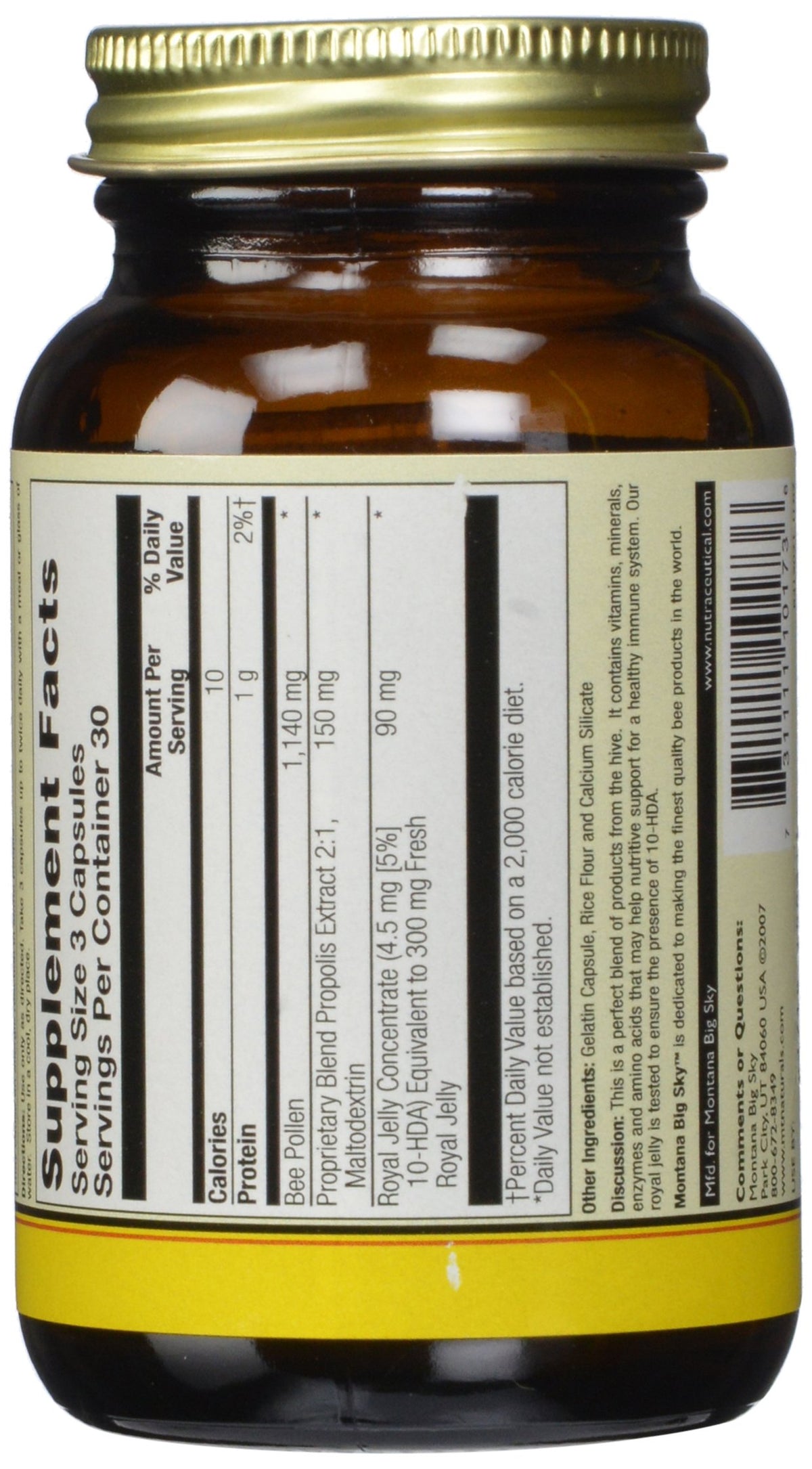 Montana Big Sky Bee Pollen Royal Jelly Propolis - 1080 Capsules - image 3