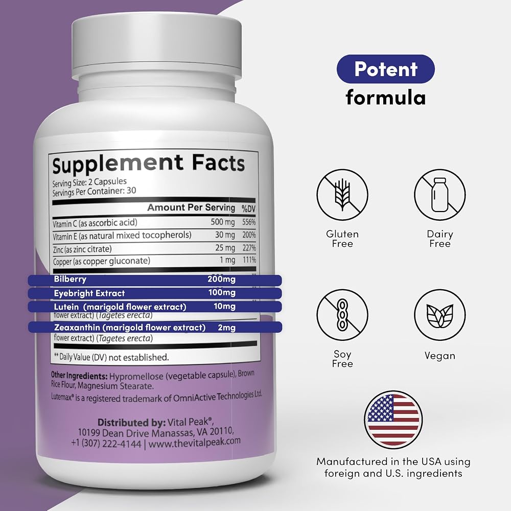 Vital Peak ProVision Lutein and Zeaxanthin Eye Vitamins - 60 Capsules - image 5