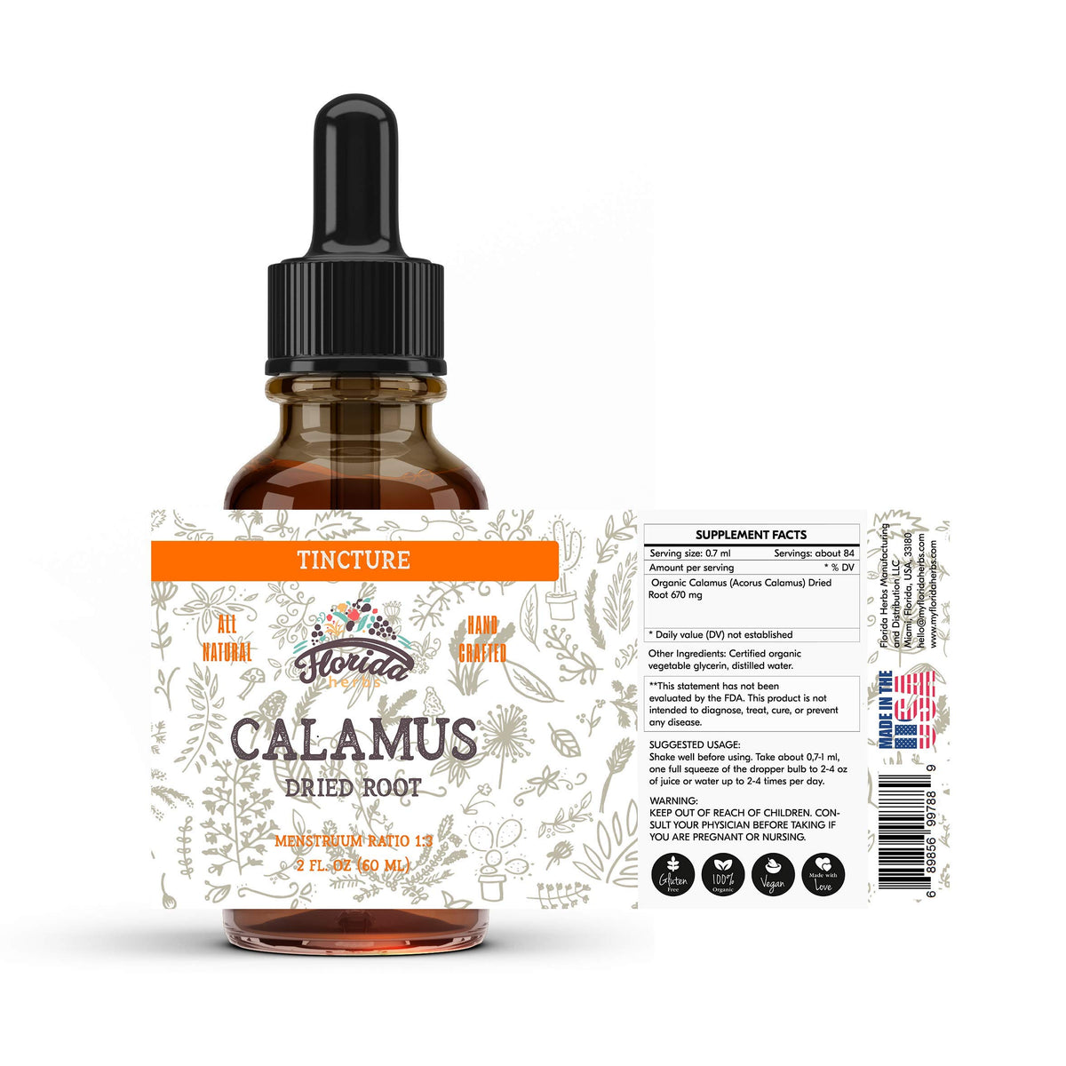 Florida Herbs Calamus Tincture Organic Extract - 4 oz - image 2