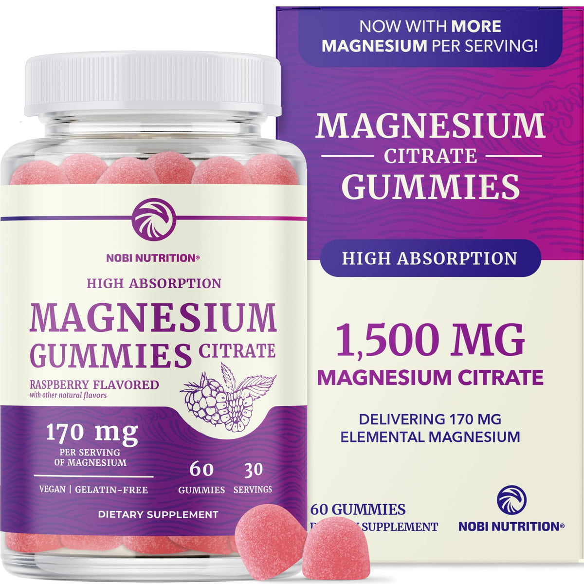 Nobi Nutrition Magnesium Citrate Gummies - 60 Count
