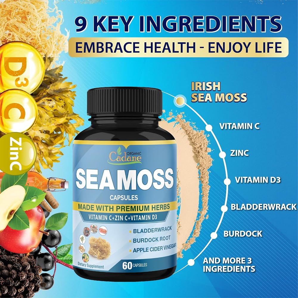 Organic Cadane Irish Sea Moss Powder Capsules - 120 Vegetarian Capsules - image 5