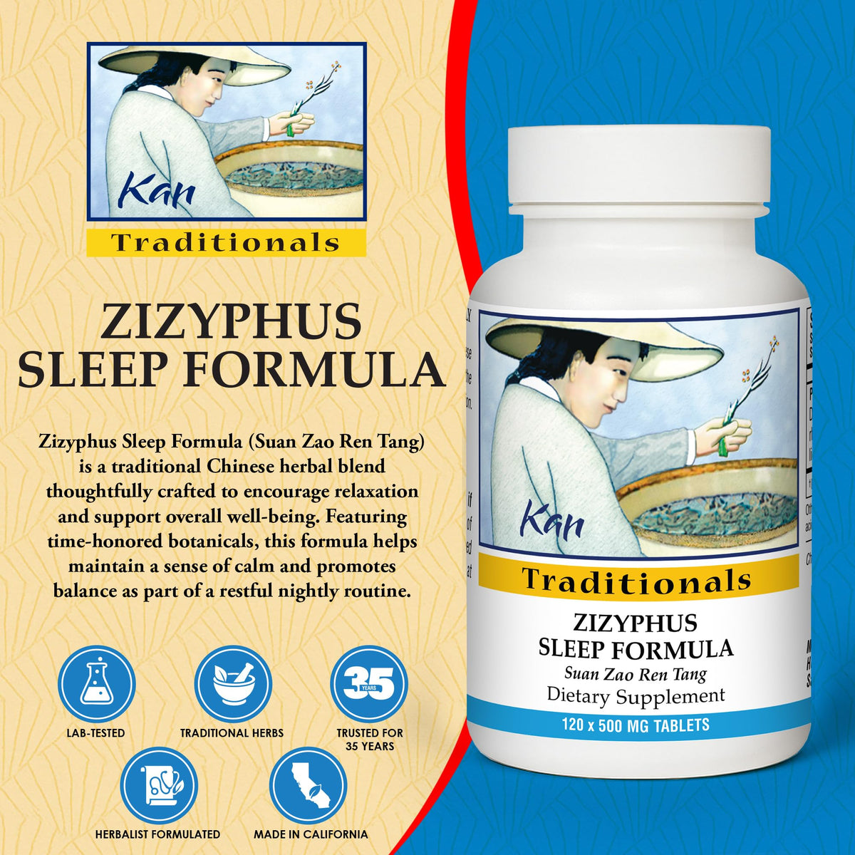 Kan Herb Zizyphus Sleep Formula Herbal Blend - 120 Tablets - image 2