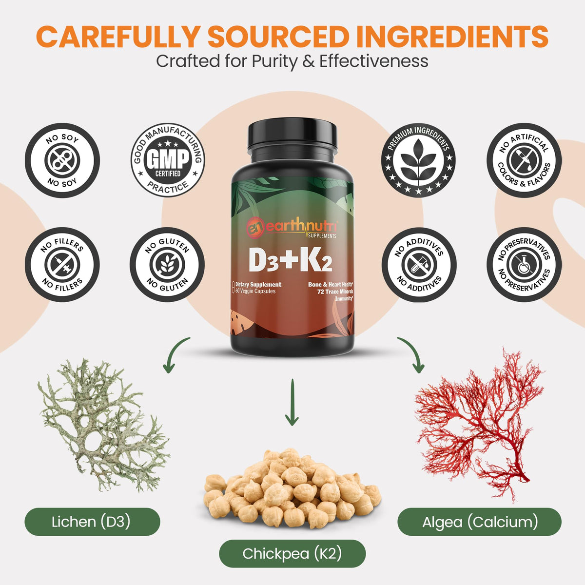 EarthNutri Vitamin D3 Plus K2 5000 IU - 60 Vegetarian Capsules - image 4