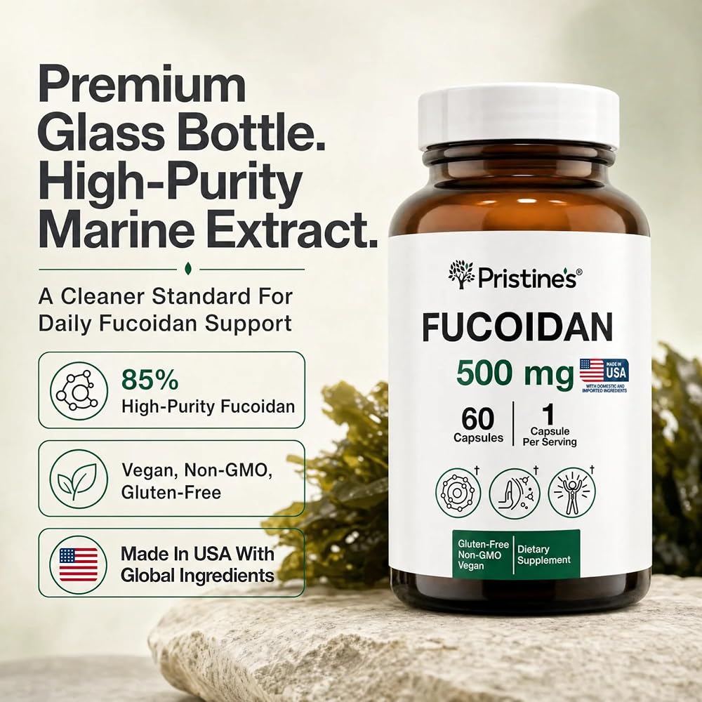 PRISTINE'S Fucoidan 500mg Brown Seaweed Extract Capsules - 60 Count - image 2