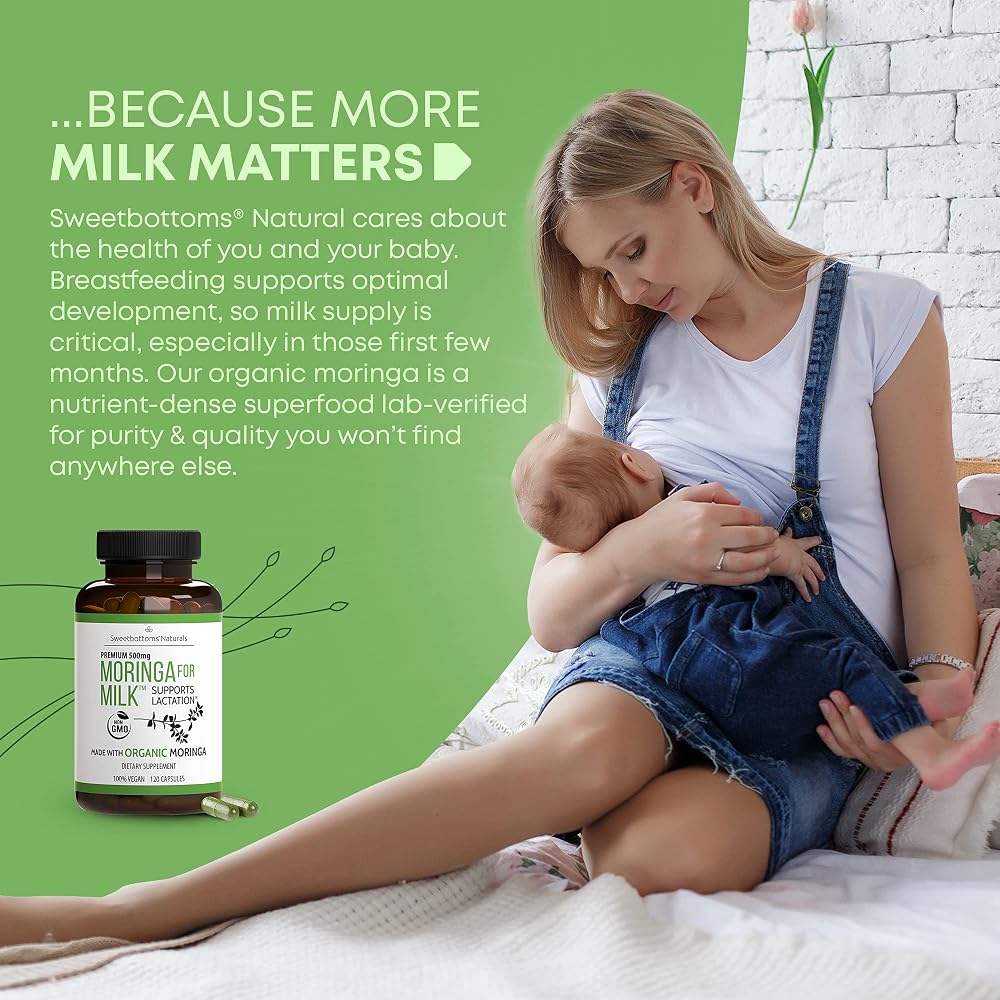 Sweetbottoms Organic Moringa Capsules for Breastfeeding Support - 120 Capsules - image 5