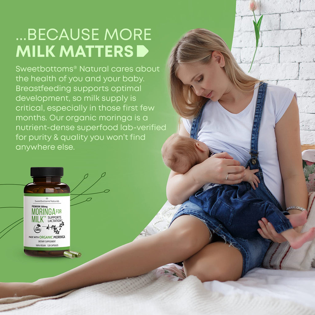 Sweetbottoms Organic Moringa Capsules for Breastfeeding Support - 120 Capsules - image 5