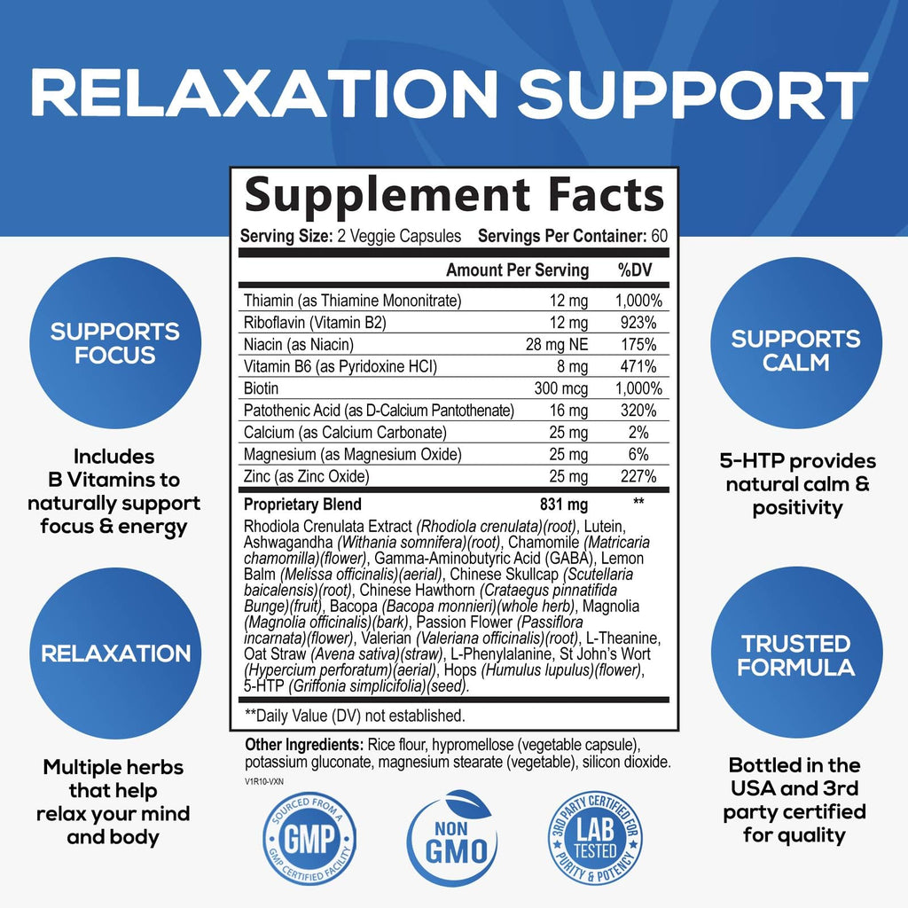 Nature's Nutrition Stress Support Supplement - Extra Strength Relief