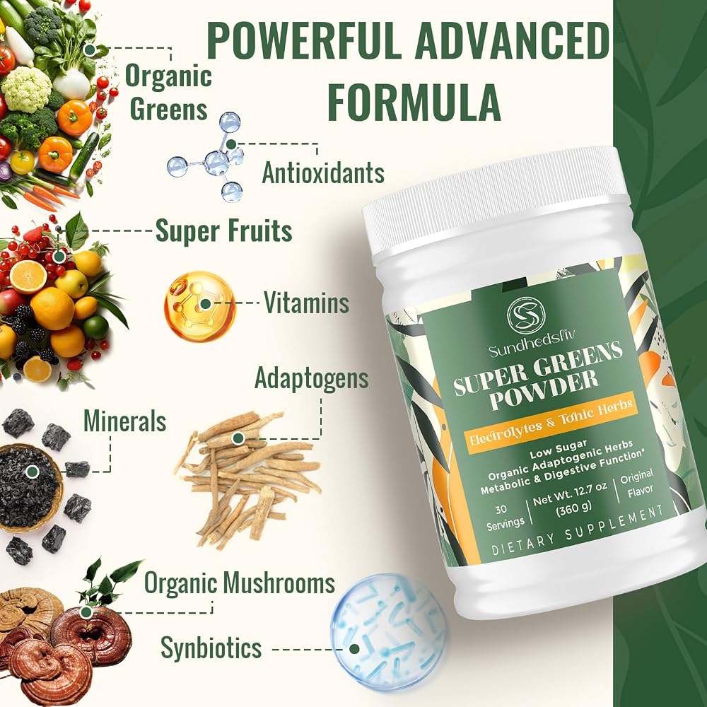 Sundhedsliv Super Greens Powder with Shilajit & Adaptogens - 30 Servings - image 3