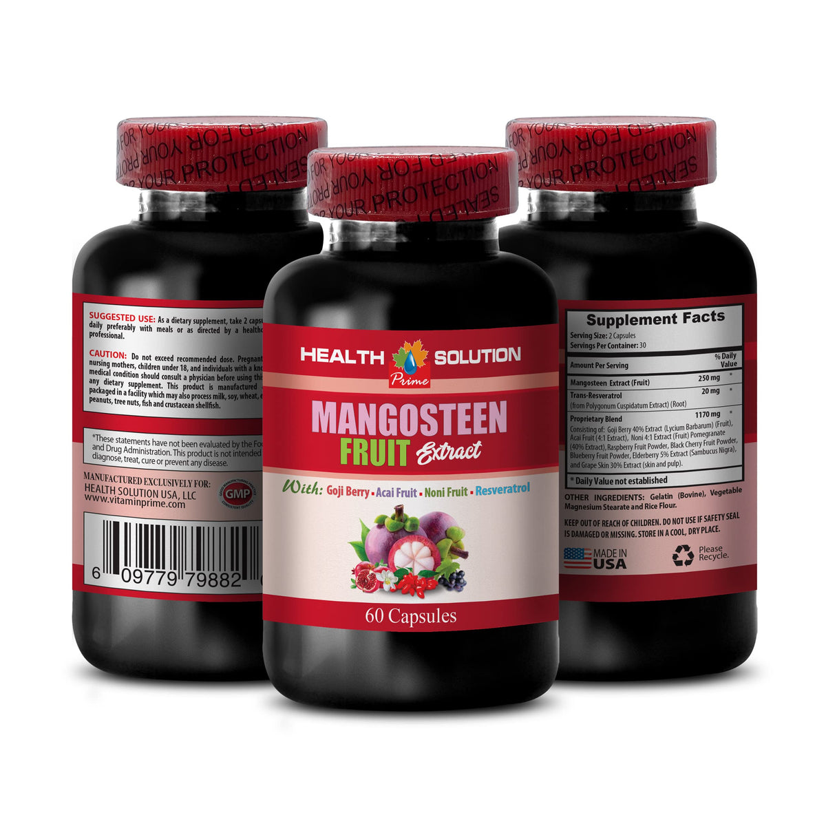 Health Solution Prime Mangosteen Fruit Extract Complex - 120 Capsules - image 2