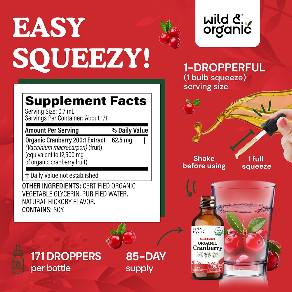 Wild & Organic Cranberry Extract Liquid Drops Urinary Tract Support - 4 oz - image 3