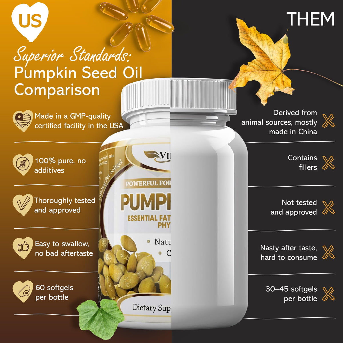 vibraxlabs Pumpkin Seed Oil - 100% Cold Pressed Pure 1000mg - image 4