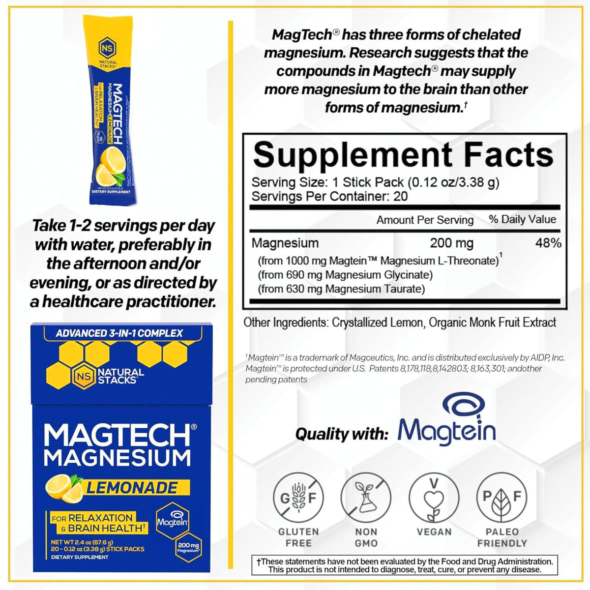 Natural Stacks MagTech Magnesium Complex Drink Mix - 20 Servings - image 4