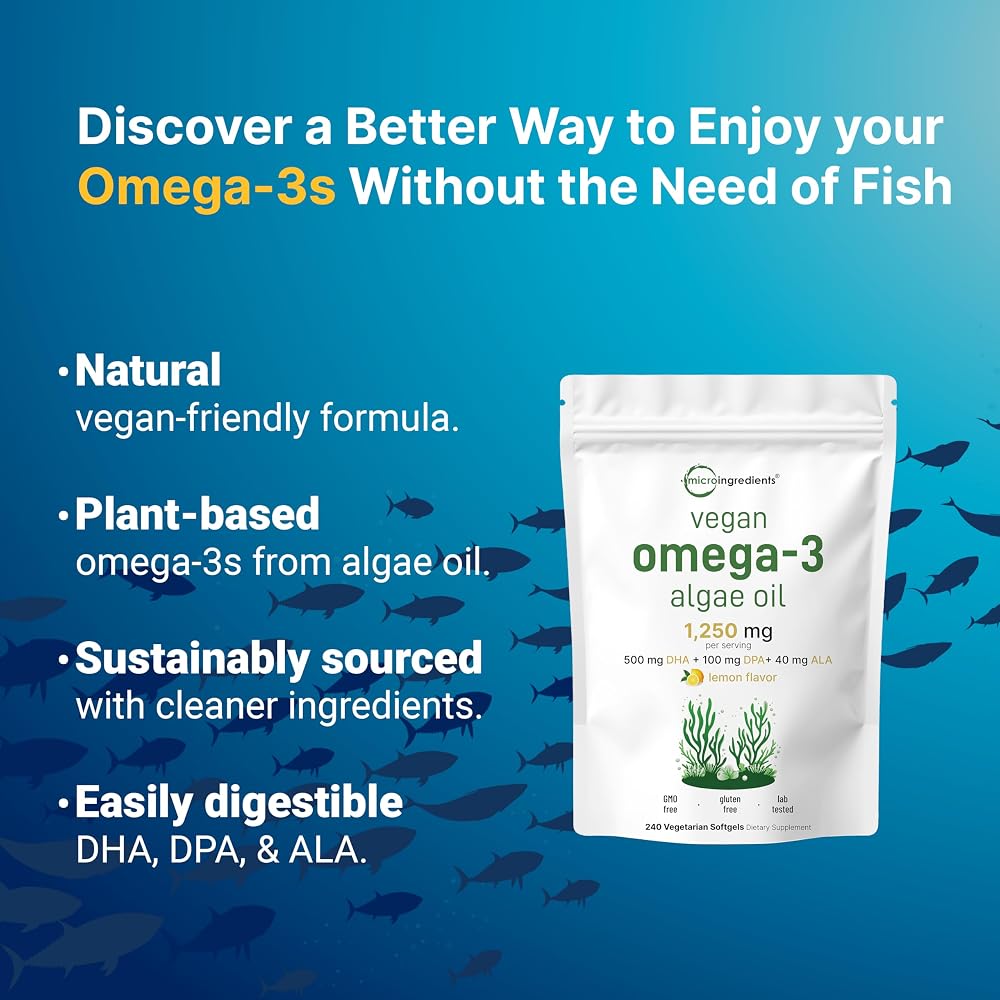 Micro Ingredients Vegan Omega 3 Algae Oil - 240 Softgels - image 3