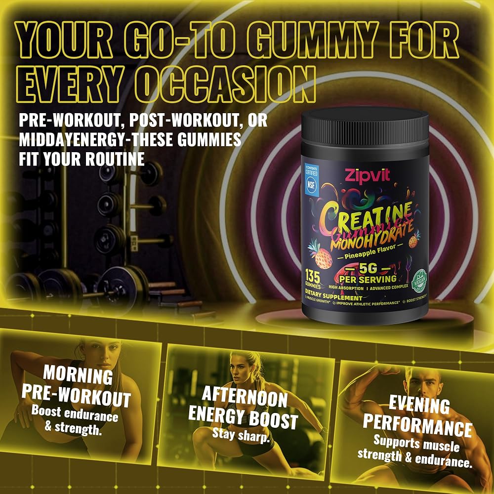 Zipvit Creatine Monohydrate Gummies 5g - 135 Gummies - image 9