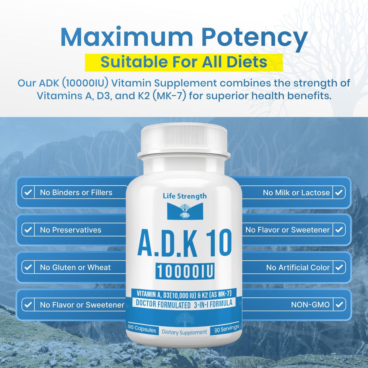 LifeStrength ADK 10 Double Strength 90 CT Physician Formulated